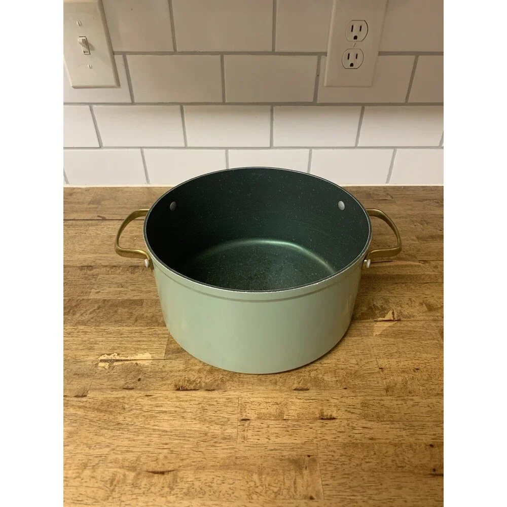 Thyme & Table Non-Stick 5 QT Signatures Stock Pot No Lid, Green & Gold